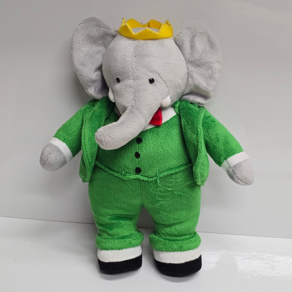 Babar the Elephant Plush Green Suit Yellow Crown Classic Storybook Toy YOTTOY